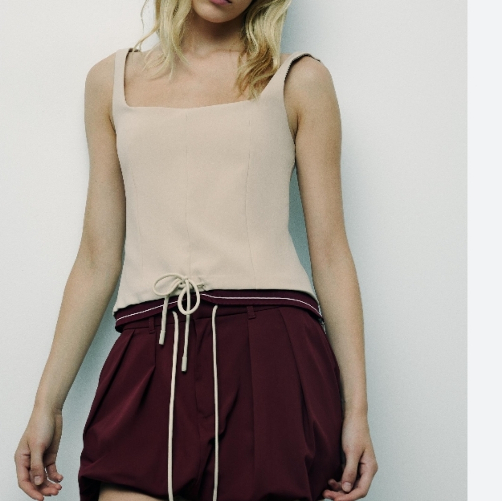 Zara Ribbed Stretch Top Sz-L